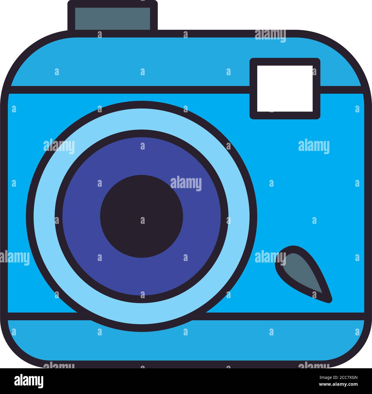 retro instant camera line and fill style icon design, Gadget technology ...