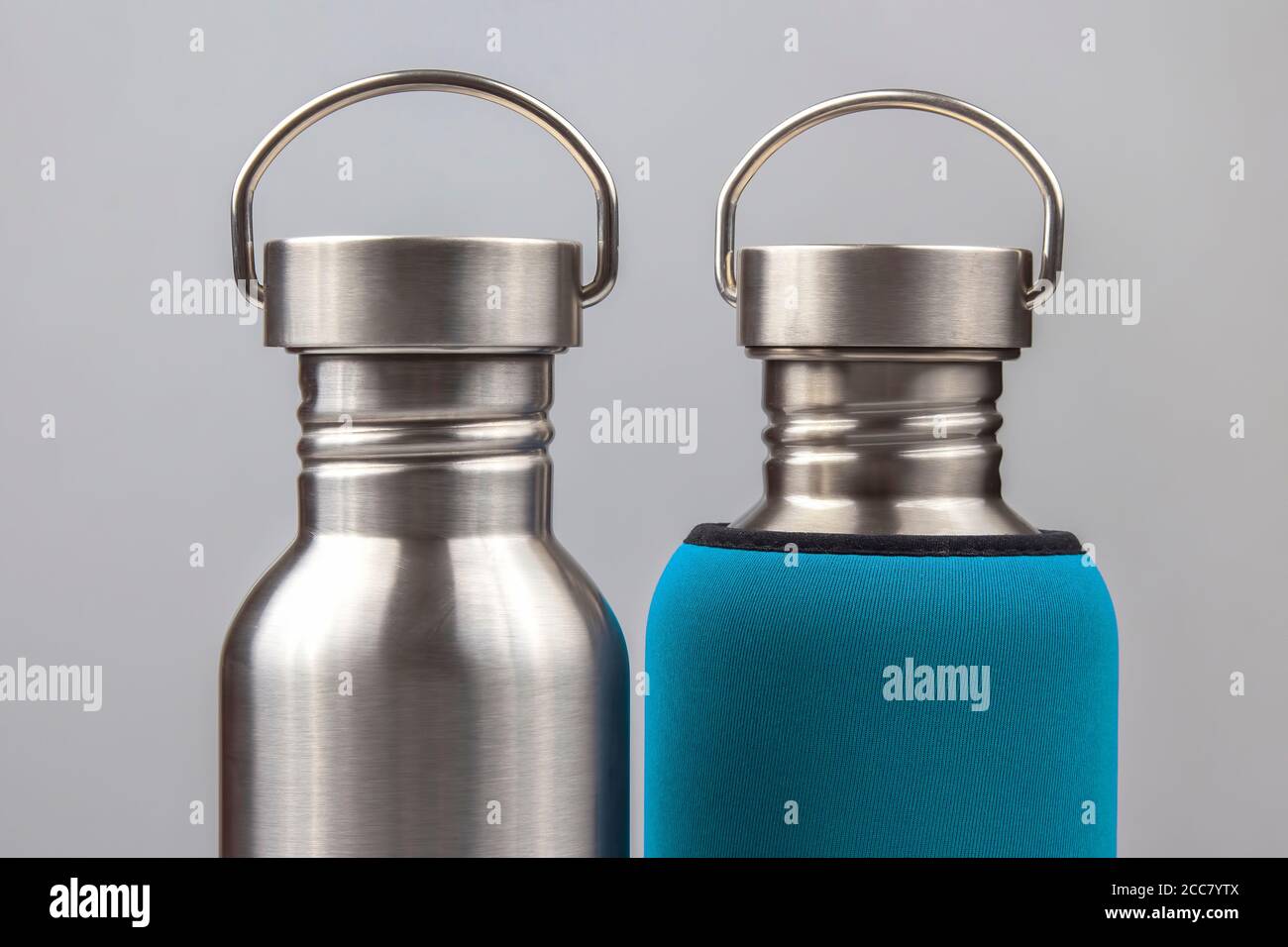 metal steel water flasks. metal drinking utensils Stock Photo Alamy