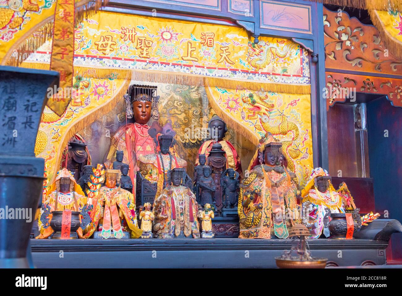 Changhua, Taiwan - Detail of Xinzu Temple in Lukang, Changhua, Taiwan. The temple was originally built in 1788 by Emperor Qianlong. Stock Photo