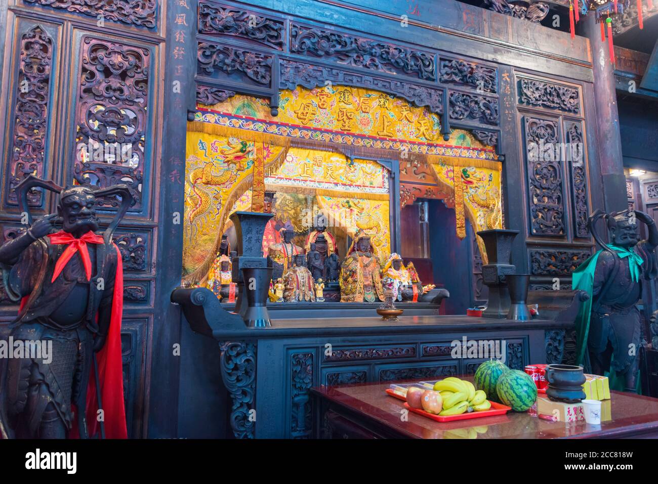 Changhua, Taiwan - Detail of Xinzu Temple in Lukang, Changhua, Taiwan. The temple was originally built in 1788 by Emperor Qianlong. Stock Photo