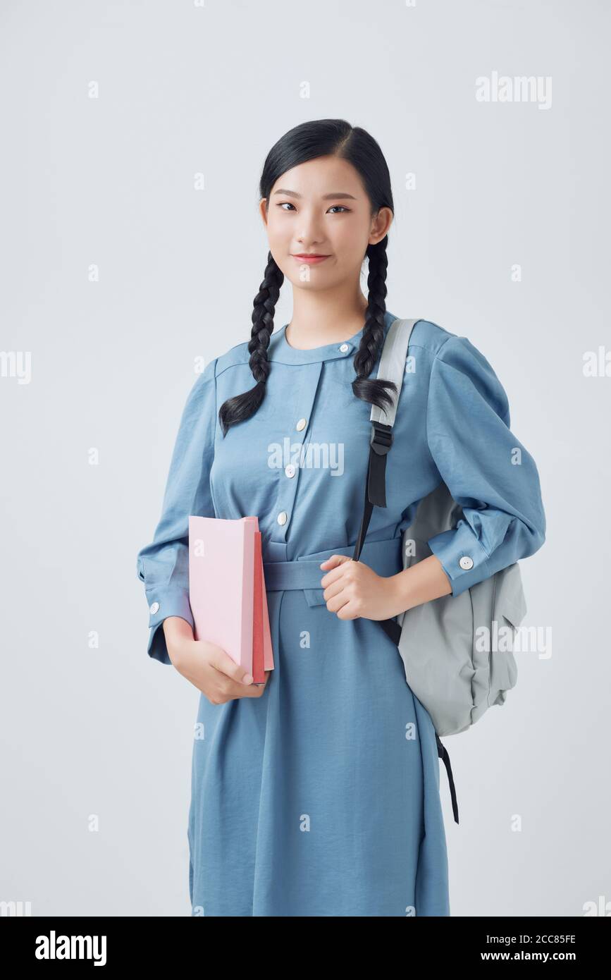 Portrait of attractive cute young student girl Stock Photo - Alamy
