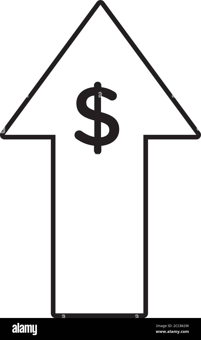 arrow up with dollar money symbol line style icon vector illustration ...