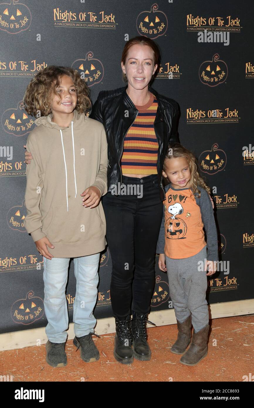 LOS ANGELES - OCT 10:  Kendra Wilkinson, Hank Baskett IV, Alijah Mary Baskett at the Nights Of The Jack Halloween Activation Launch Party at the King Gillette Ranch on October 10, 2018 in Calabasas, CA Stock Photo