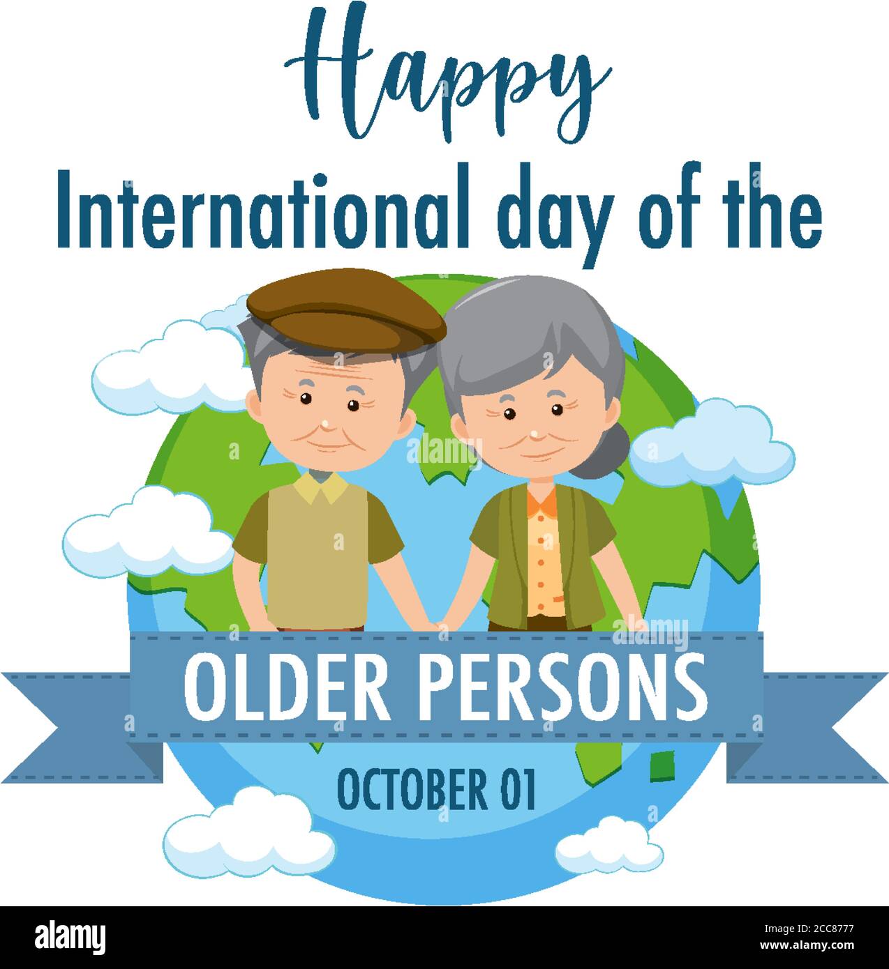 International Day of the Older Persons 1st October logo with a old ...