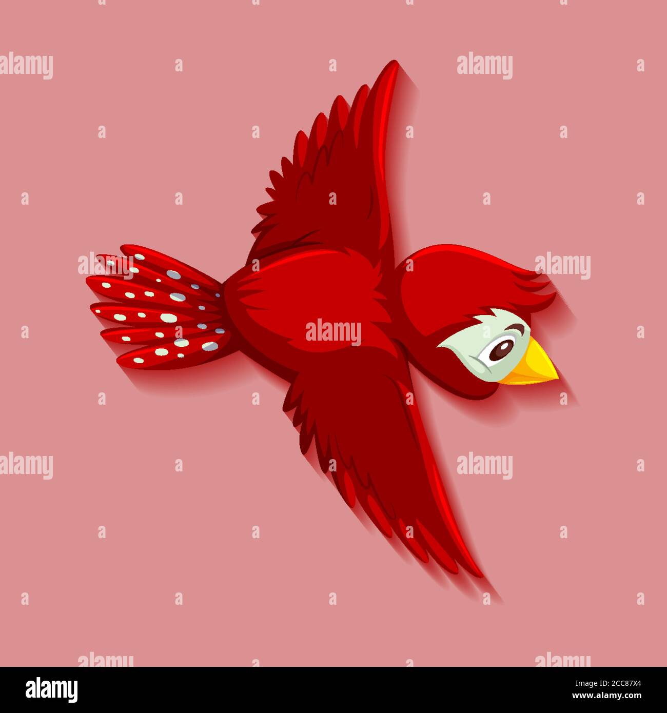 Cute red bird cartoon character illustration Stock Vector Image & Art ...