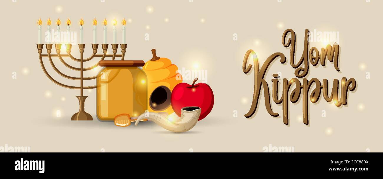 Yom Kippur logo greeting card template or background illustration Stock