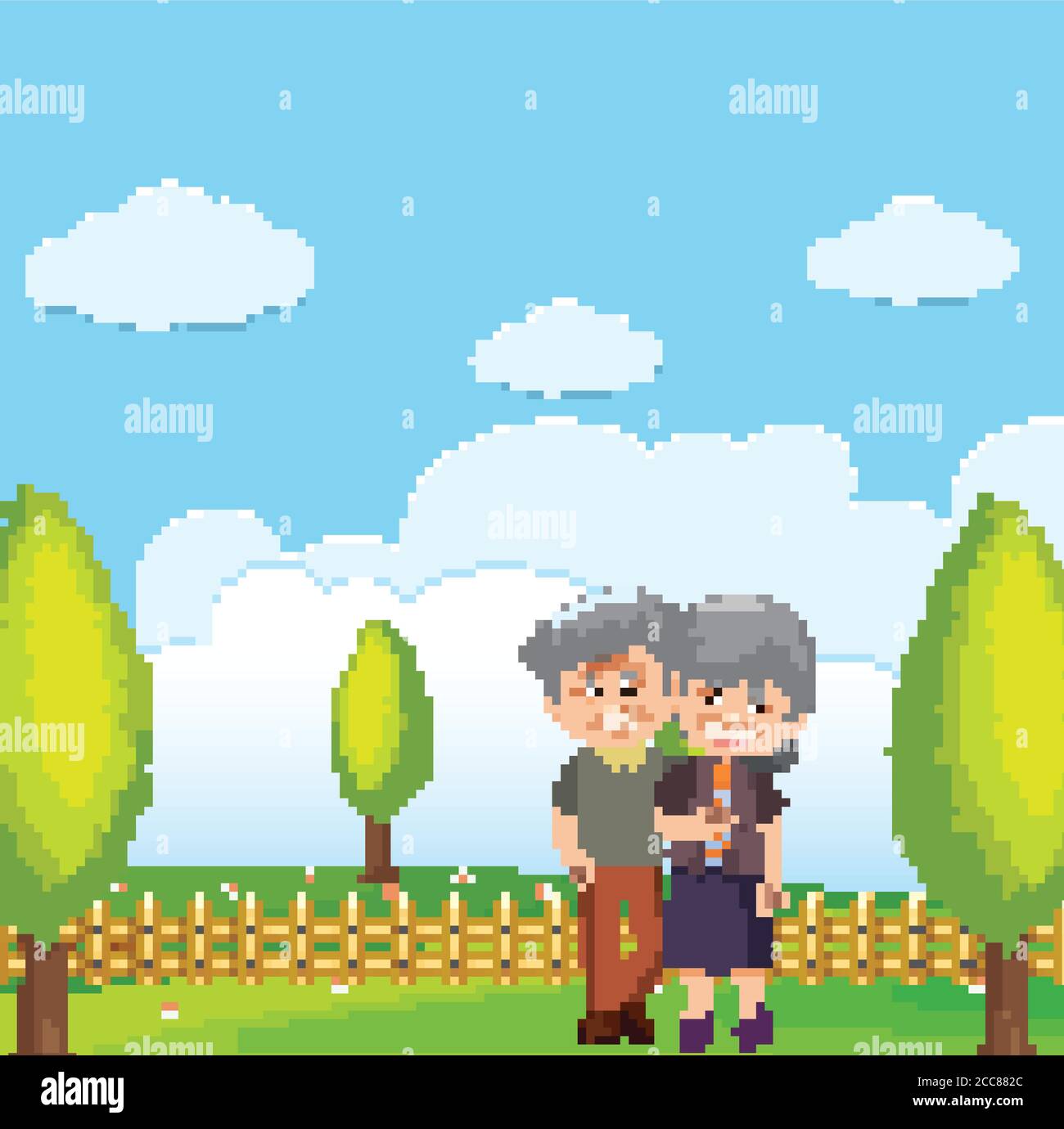 Scene with old couple in the park illustration Stock Vector Image & Art ...