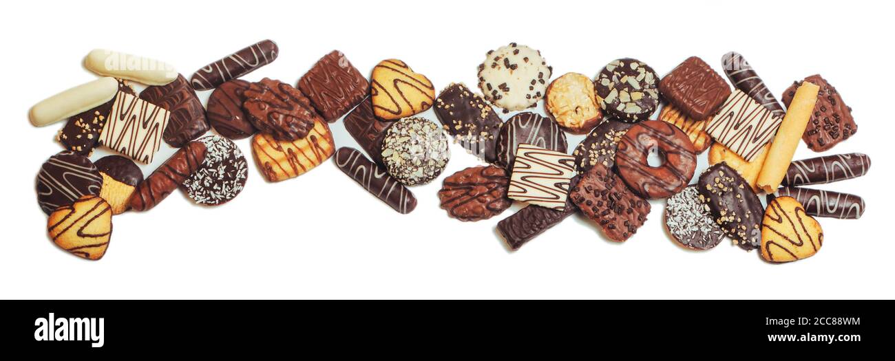 Frame of biscuits covered with chocolate isolated Stock Photo Alamy
