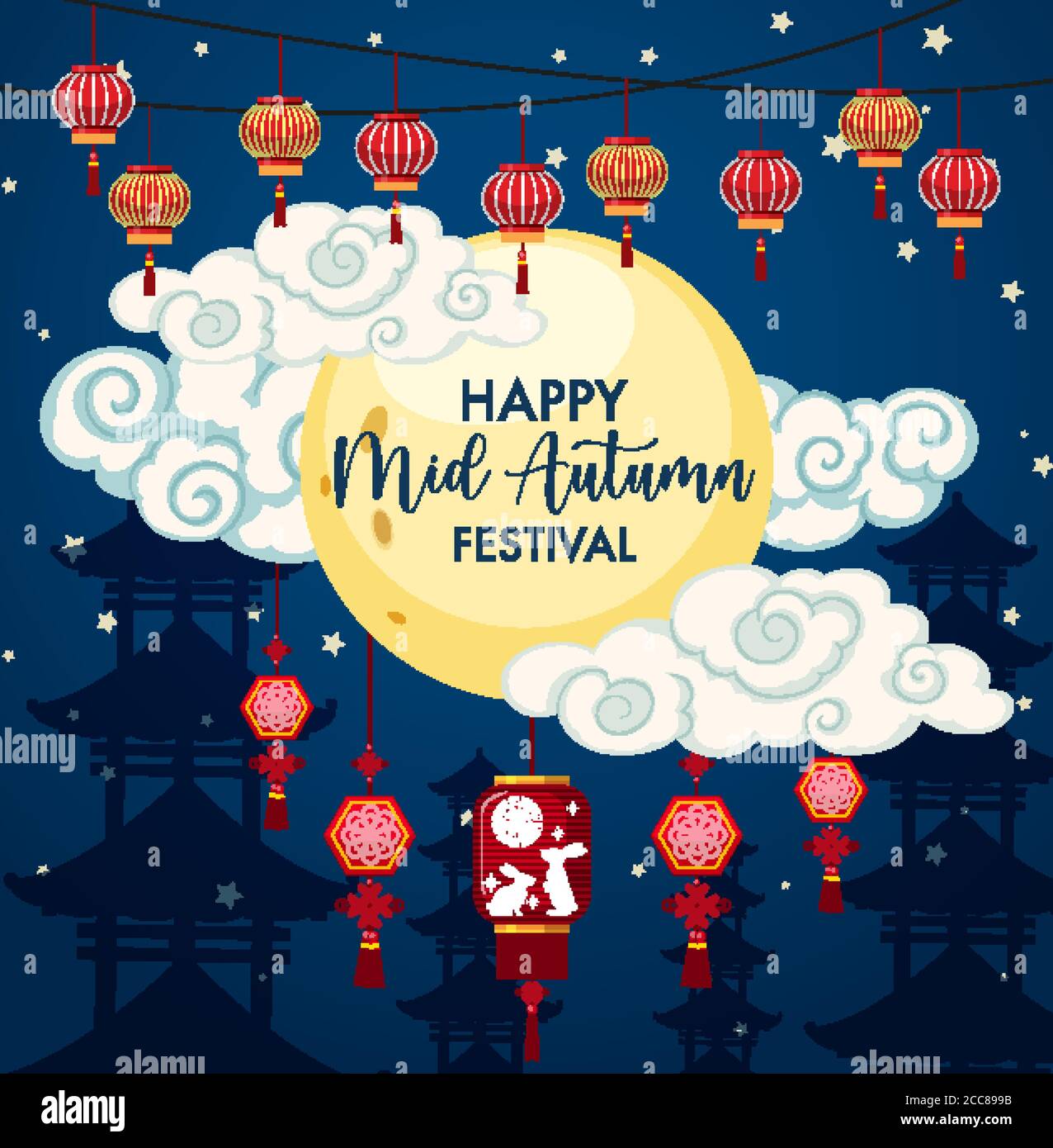 Chinese mid autumn festival background illustration Stock Vector Image ...