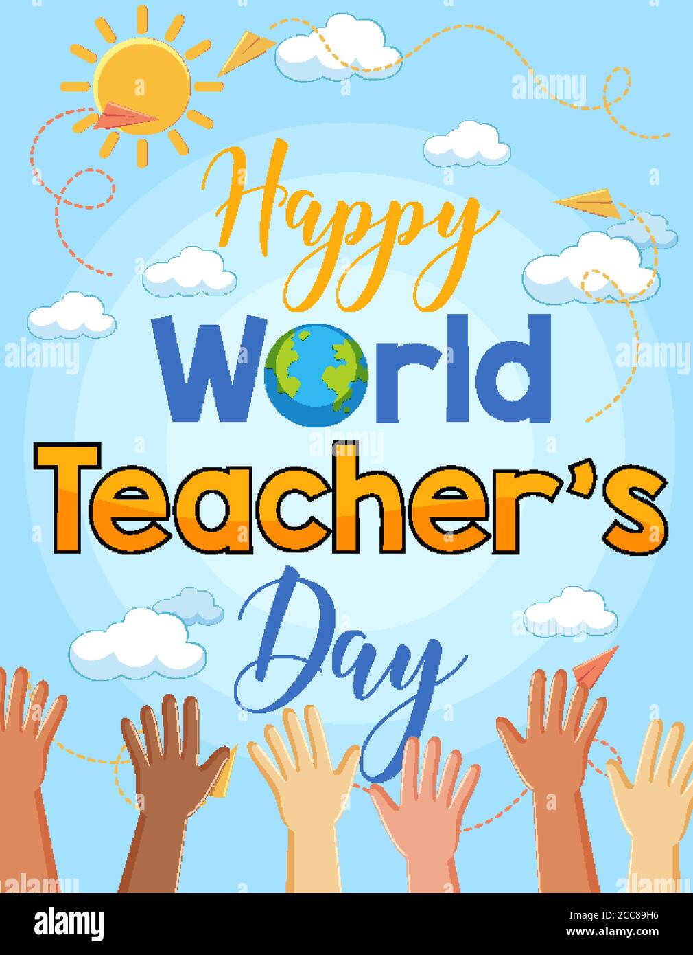 Happy World Teacher S Day With Many Hands Poster Illustration Stock Vector Image Art Alamy Happy World Teacher S Day With Many Hands Poster Illustration Stock Vector Image Art Alamy
