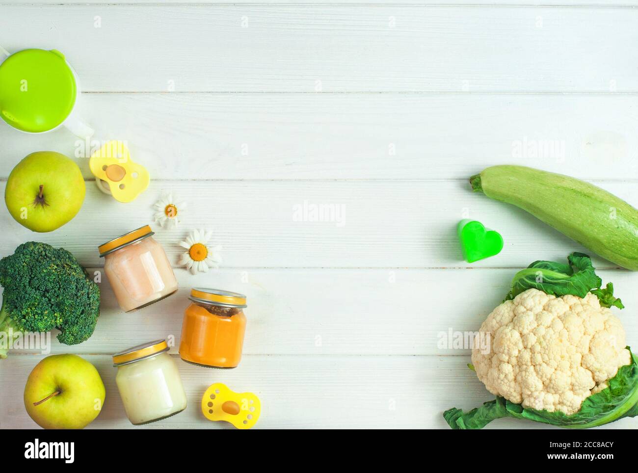 Natural vegetable and fruit puree for baby Stock Photo