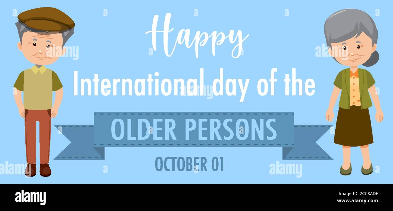International Day of the Older Persons 1st October logo with a old ...