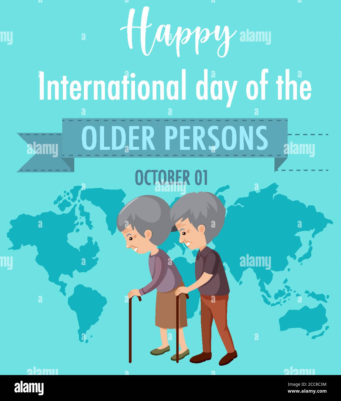 International Day of the Older Persons 1st October logo with a old ...