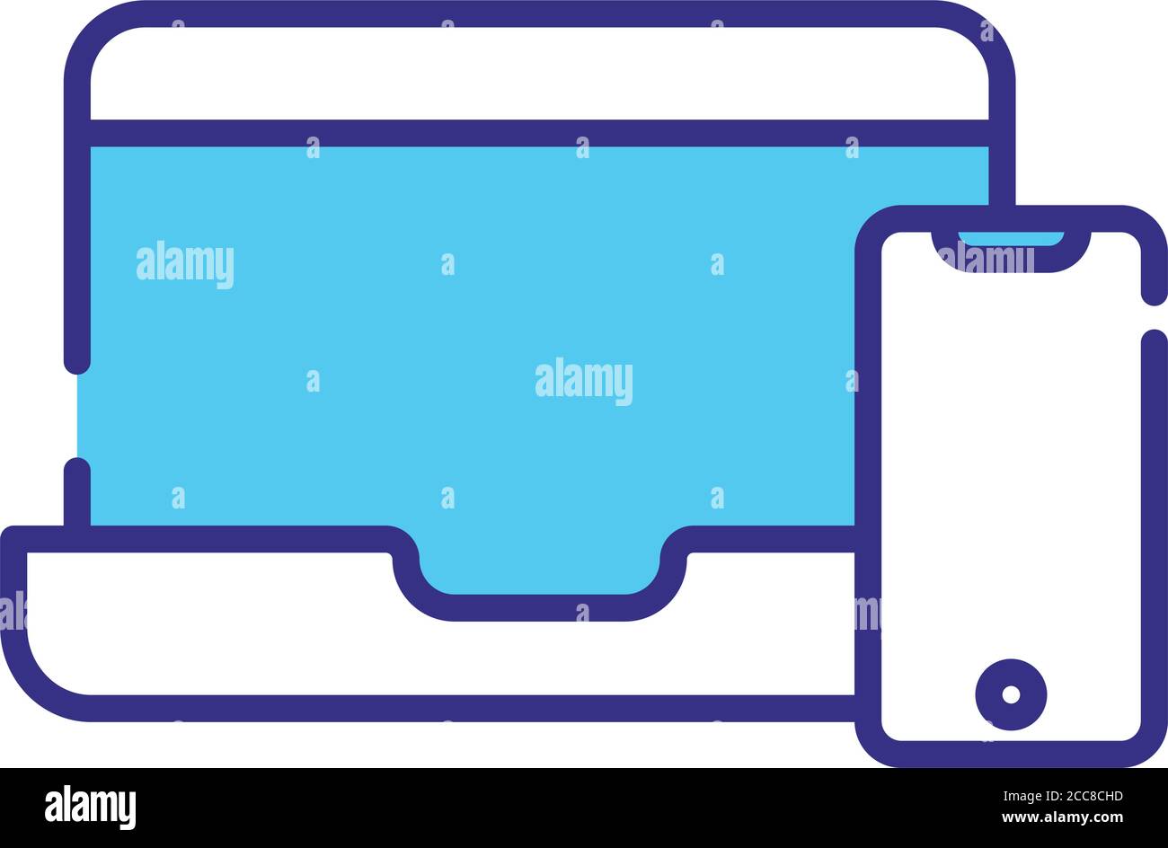 laptop with smartphone devices line and fill style icon vector ...