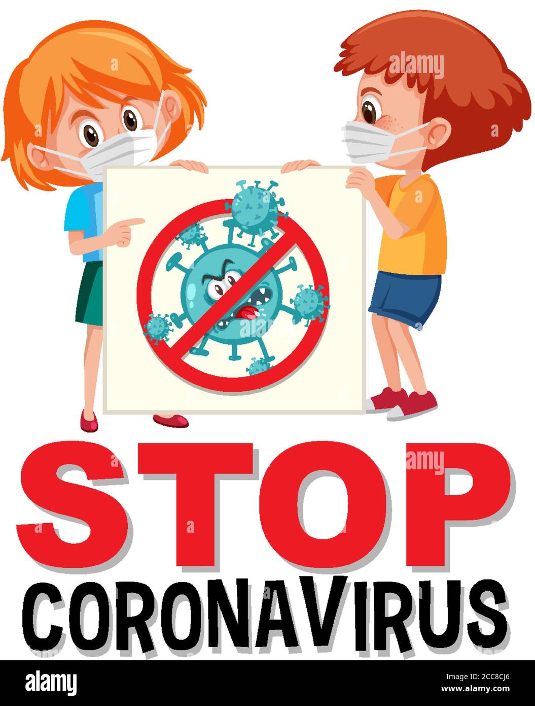 Stop coronavirus logo with kid holding stop coronavirus sign ...