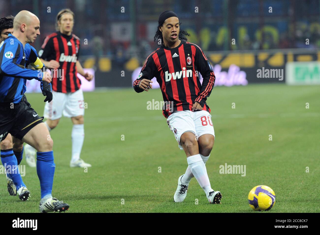 Milan  Italy  15 February 2009, 'G.MEAZZA SAN SIRO ' Stadium, Serious Football Championship A 2008/2009, FC Inter - AC Milan : Ronaldinho in action during the match Stock Photo