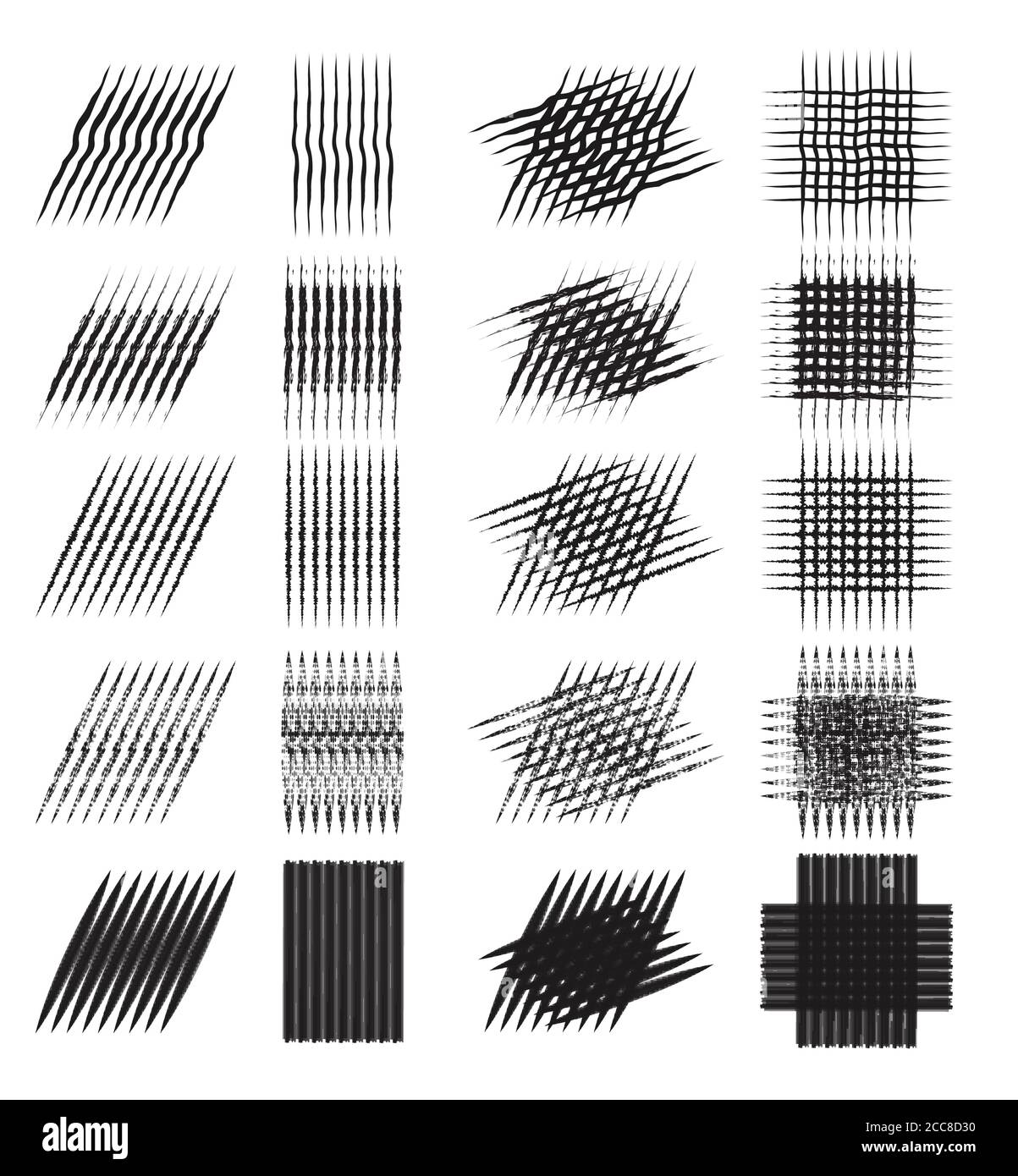 Set of various pencil strokes, halftone, engraving. Vector element for