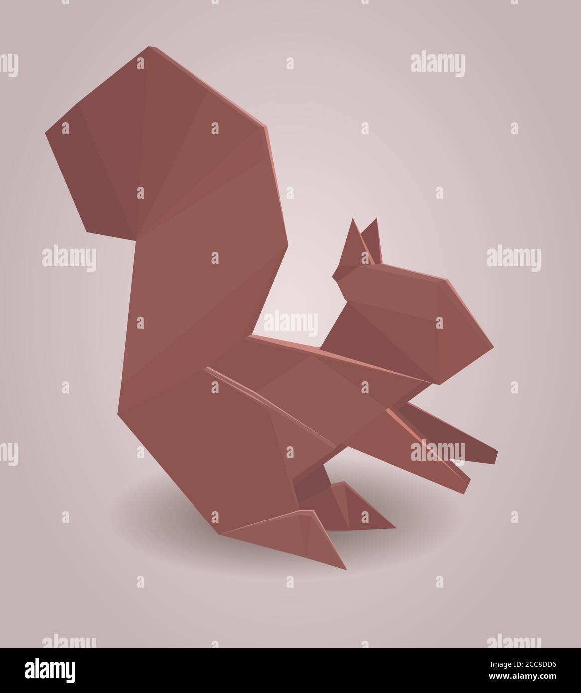Illustration of a paper origami squirrel. Paper Zoo. Vector element for your design Stock Vector