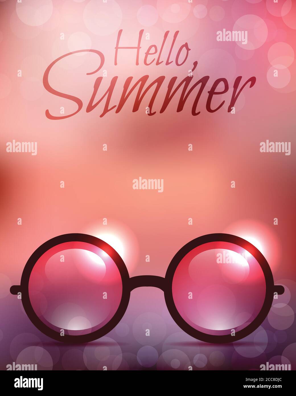 Vector summer poster with sunglasses and calligraphy. Sunset beach ...