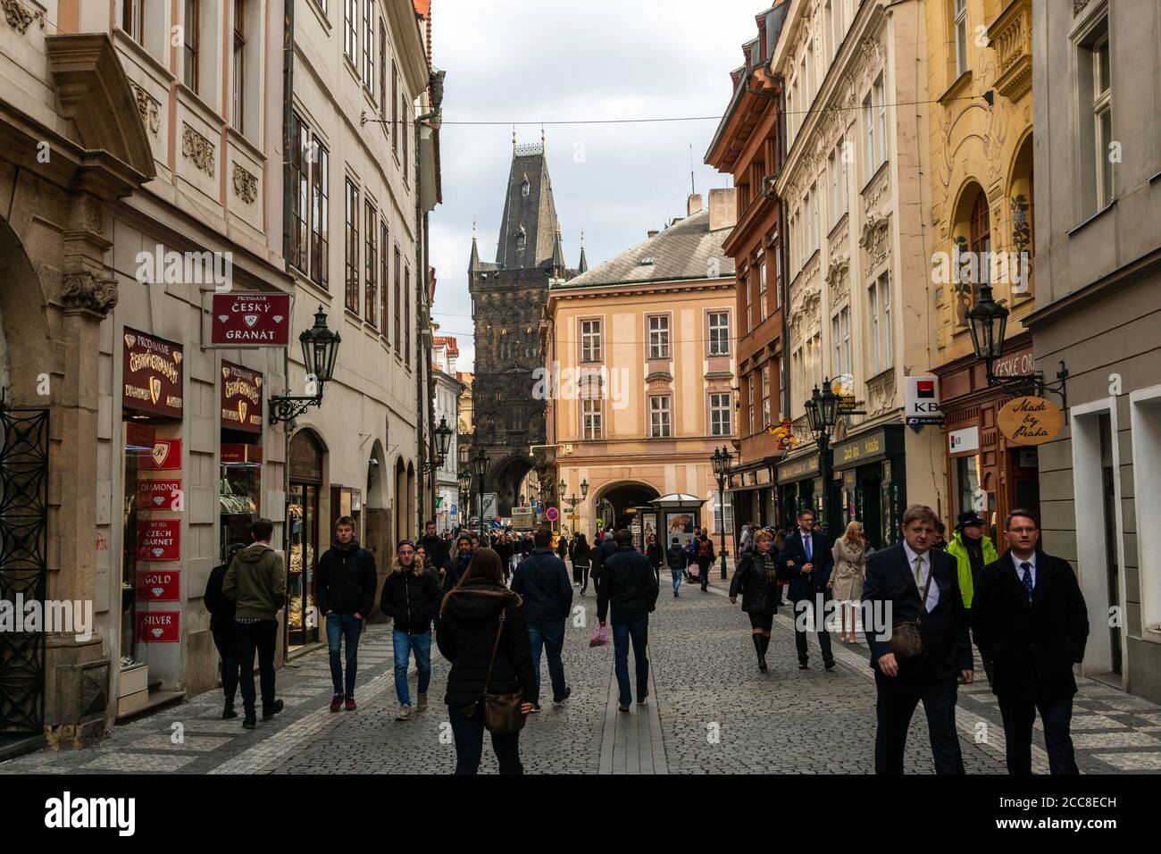 Prague, Czech Republic - 04 15 2019: The medieval streets of Prague Old Town, Czech Republic Stock Photo