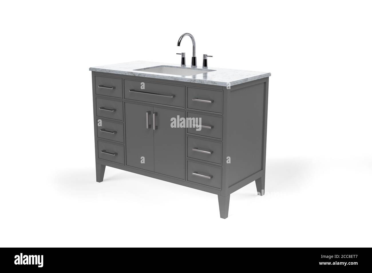 Gray bathroom with sink and faucet isolated on white