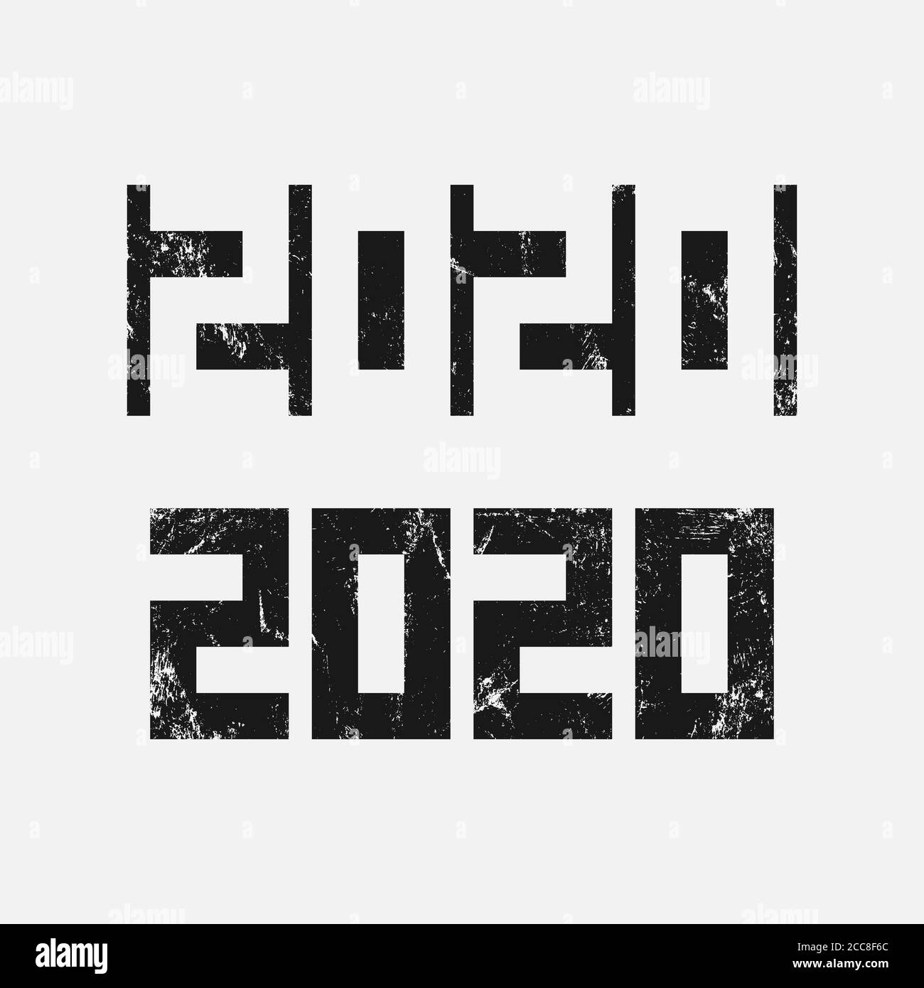 2020 Design Typography Set Of Two Textured Monochrome Logos Stock