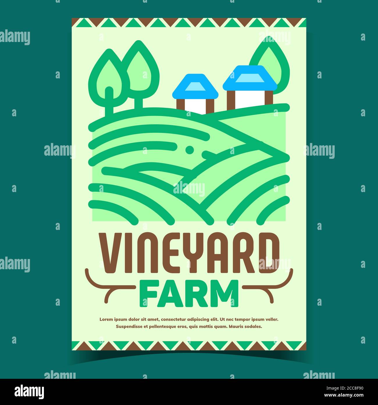 Vineyard Farm Creative Advertising Poster Vector Stock Vector