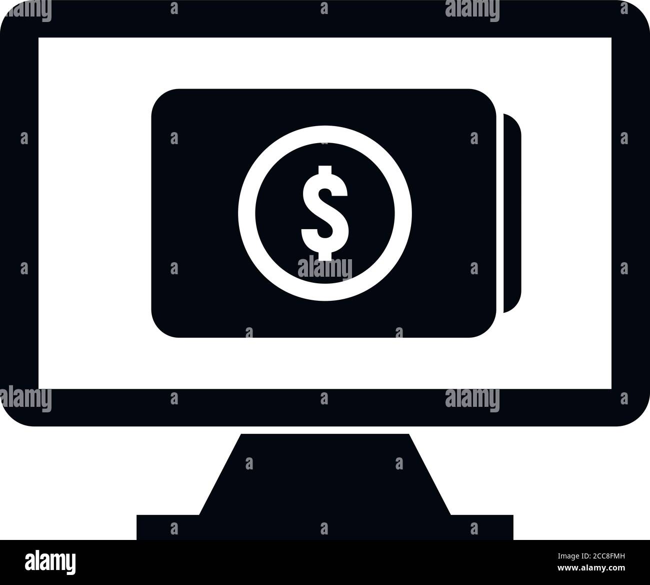 Online pc digital wallet icon. Simple illustration of online pc digital ...