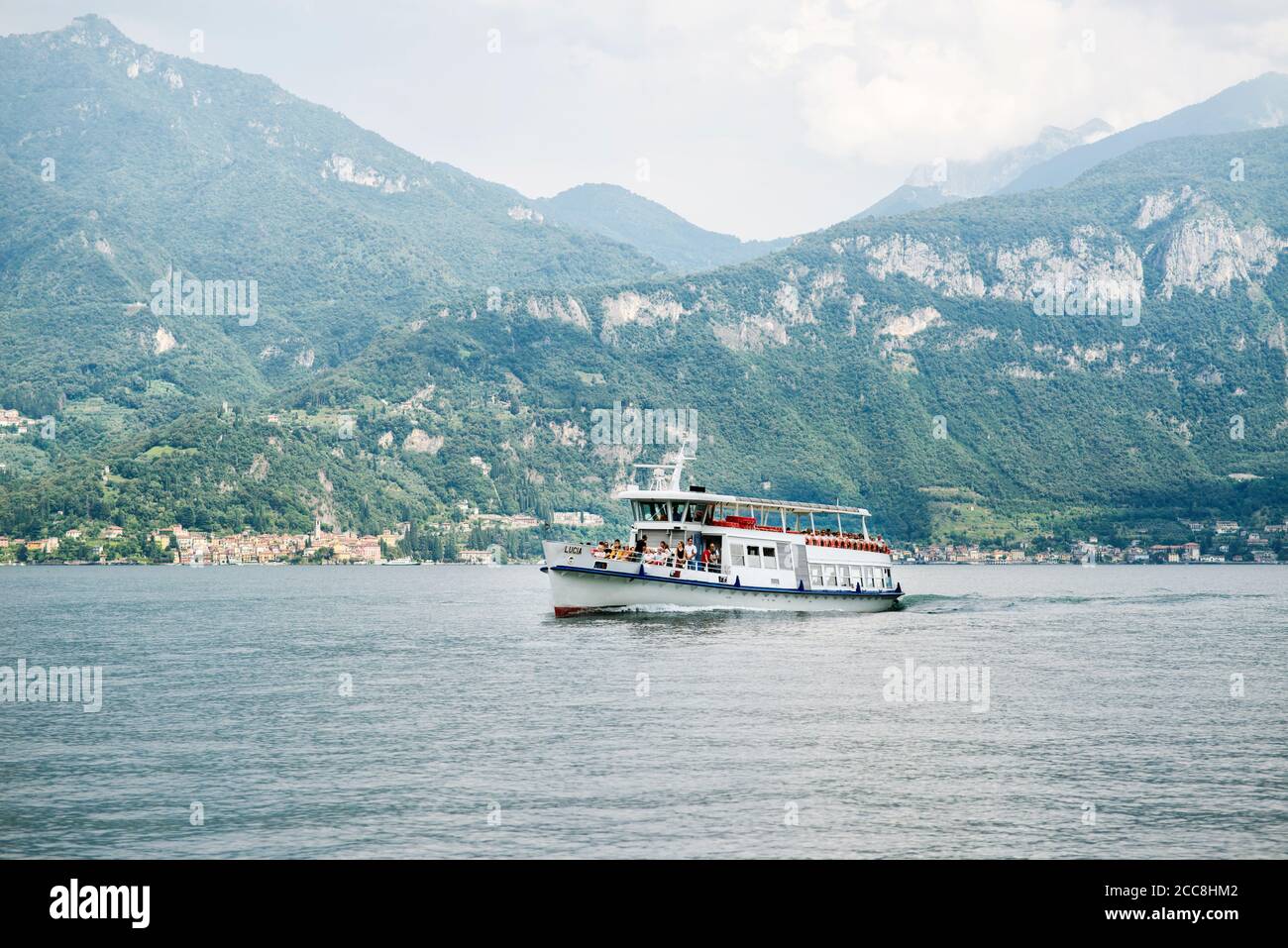 Lake Como. Italy - July 18, 2019: Ferry Boat in the Lake Como (Lago di Como) Italy, Europe. Stock Photo