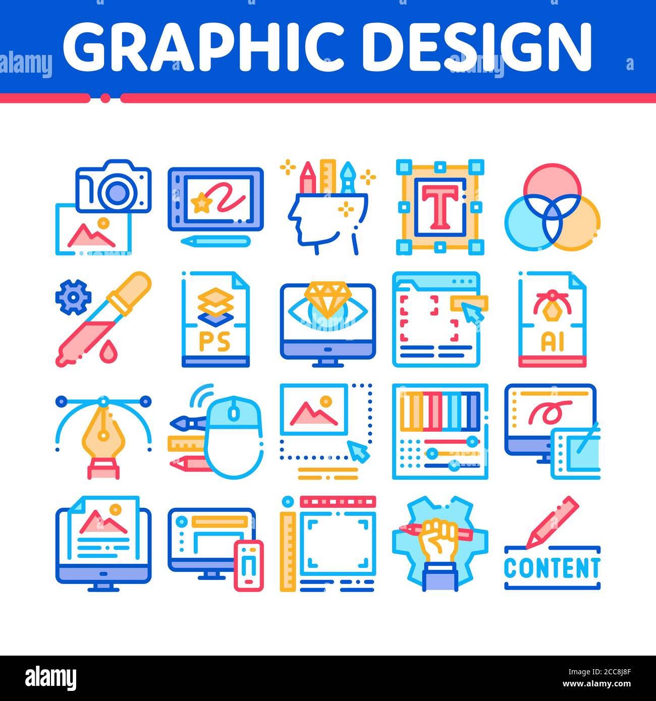 Graphic Design And Creativity Icons Set Vector Stock Vector Image & Art ...