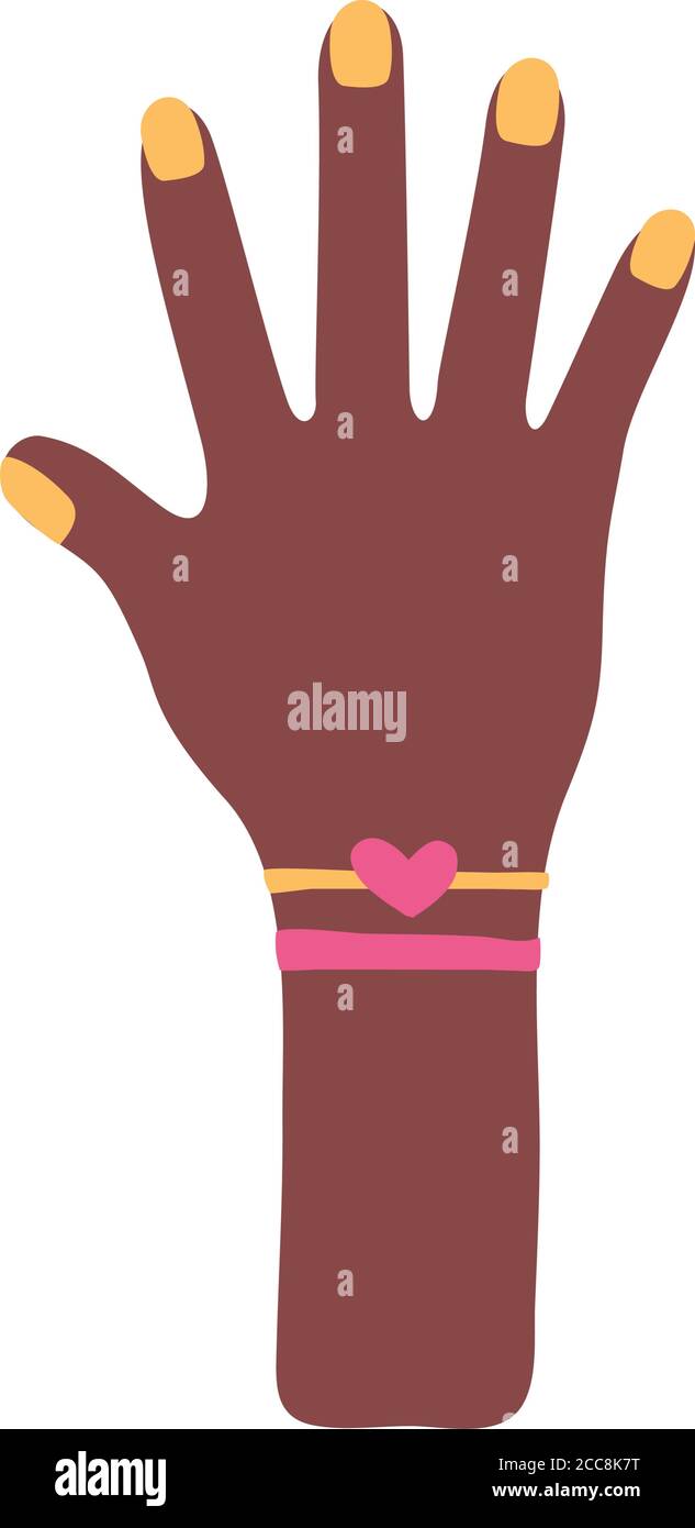afro female hand human stop protesting flat style icon vector ...