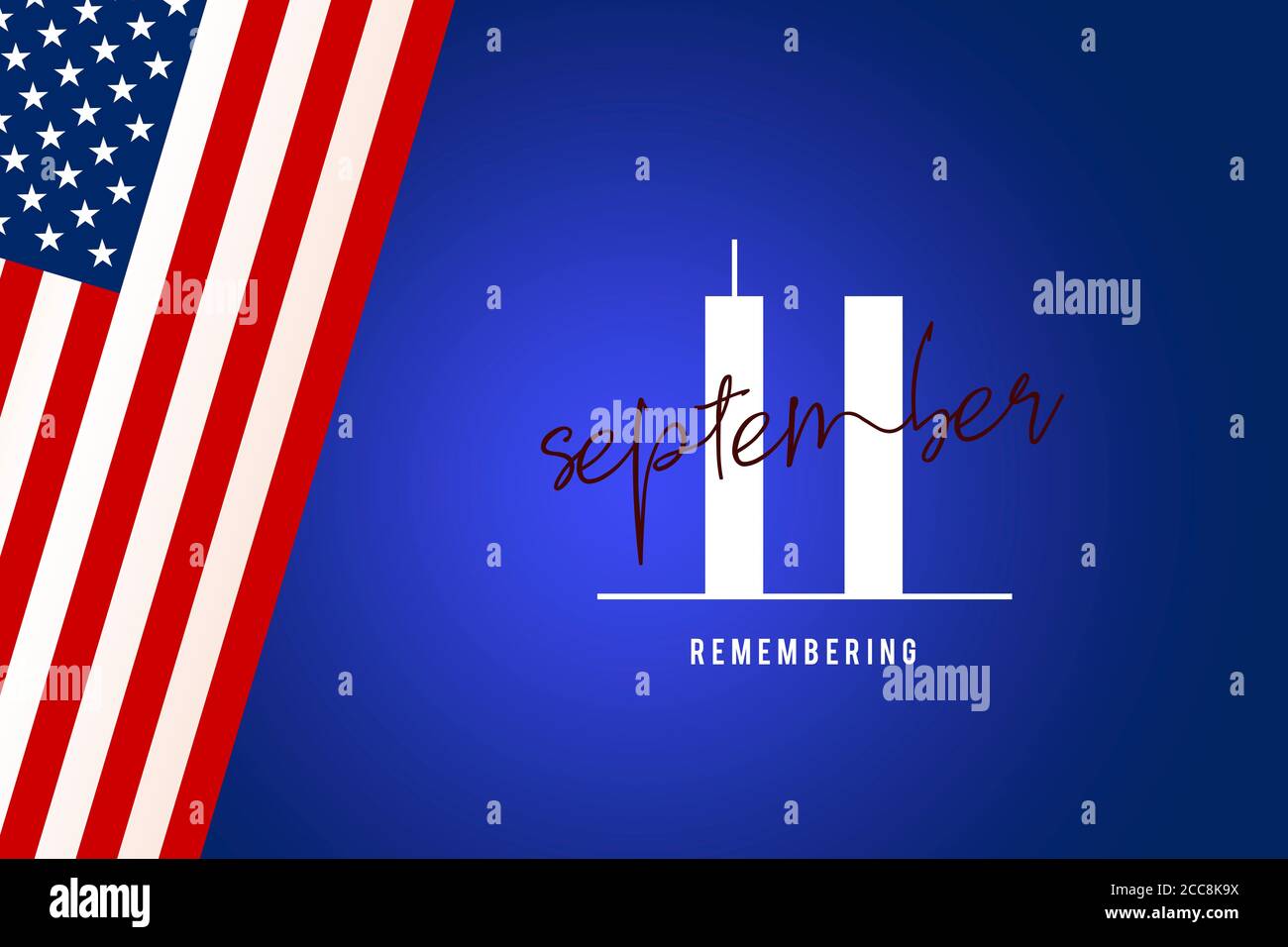 Always Remember 9 11. Number nine and the twin towers representing the ...
