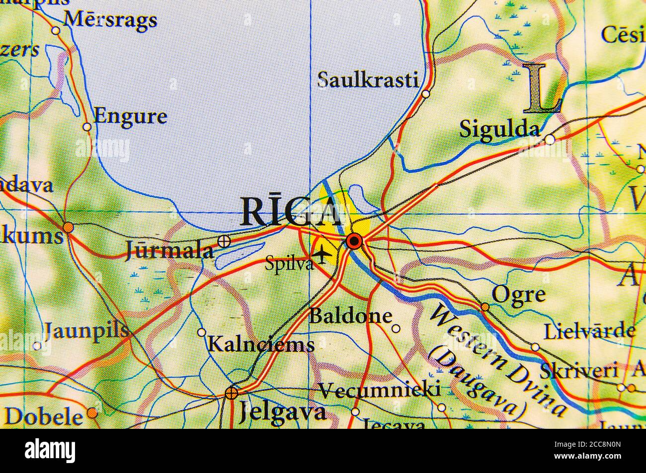 Geographic map of European country Latvia with city Riga Stock Photo 