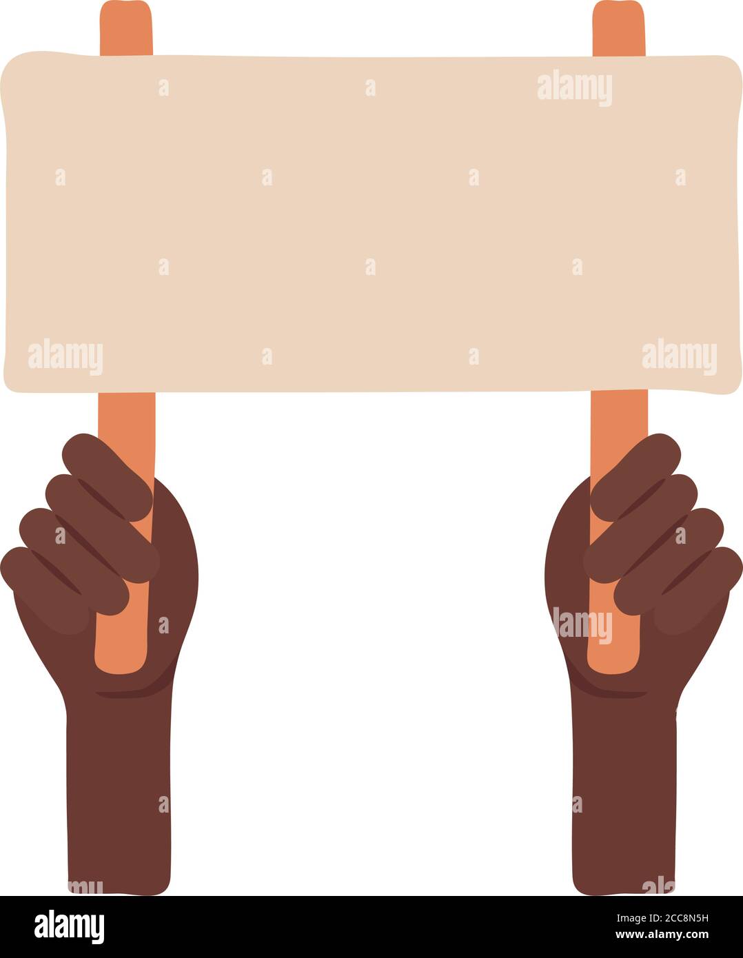 afro hands human protesting with banner flat style icon vector ...