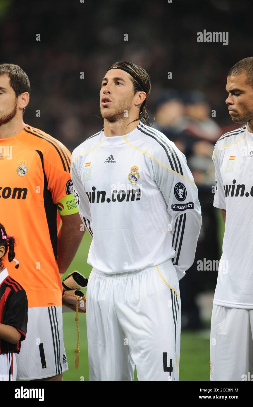 Milano Italy 03/11/2009, 'San Siro' Stadium, Champions League 2009/ 2010 , AC.Milan - Real Madrid CF match: Sergio Ramos before the match Stock Photo