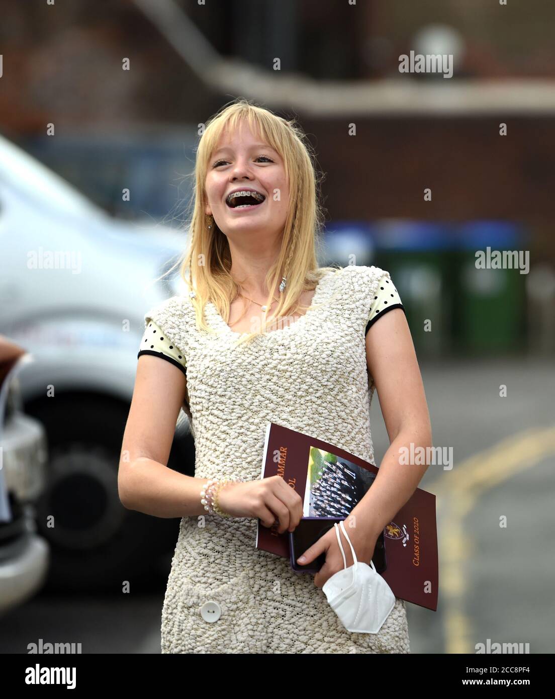 Lewes UK 20th August 2020 - Phoebe Hatch is delighted with her GCSE results from Lewes Old Grammar School in East Sussex today .   : Credit Simon Dack /Vervate/ Alamy Live News Stock Photo