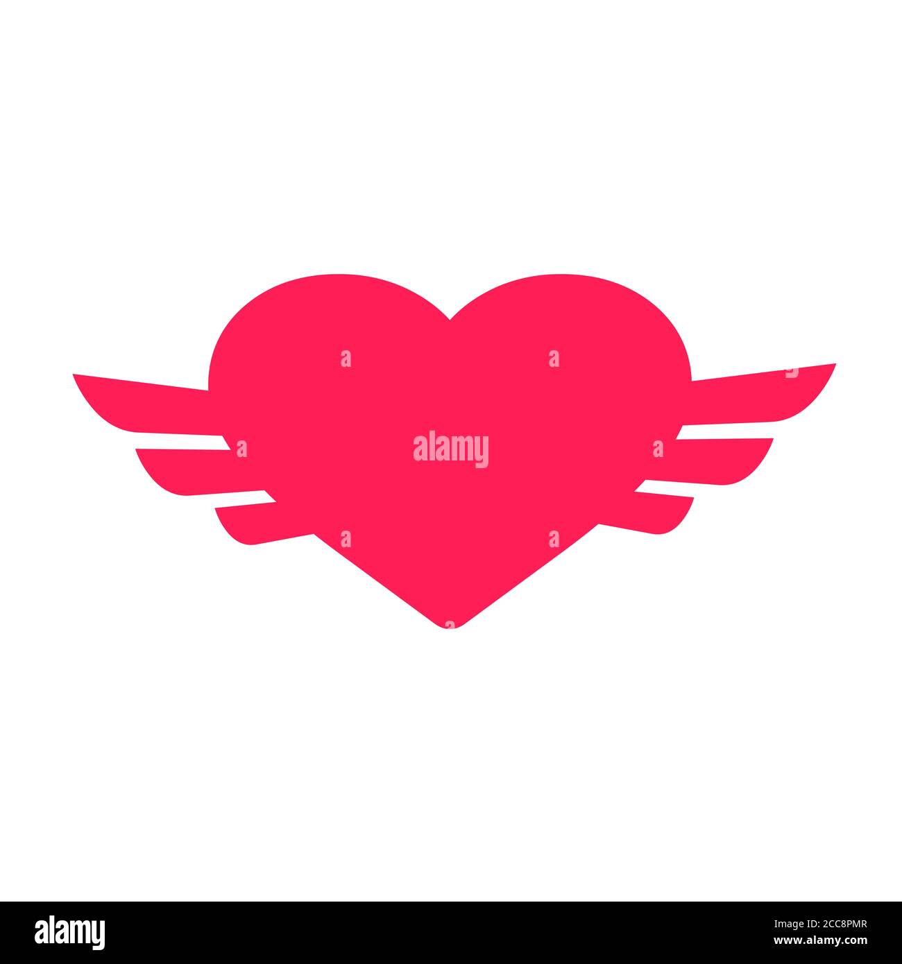 Flying heart illustration vector logo design. Stock Vector