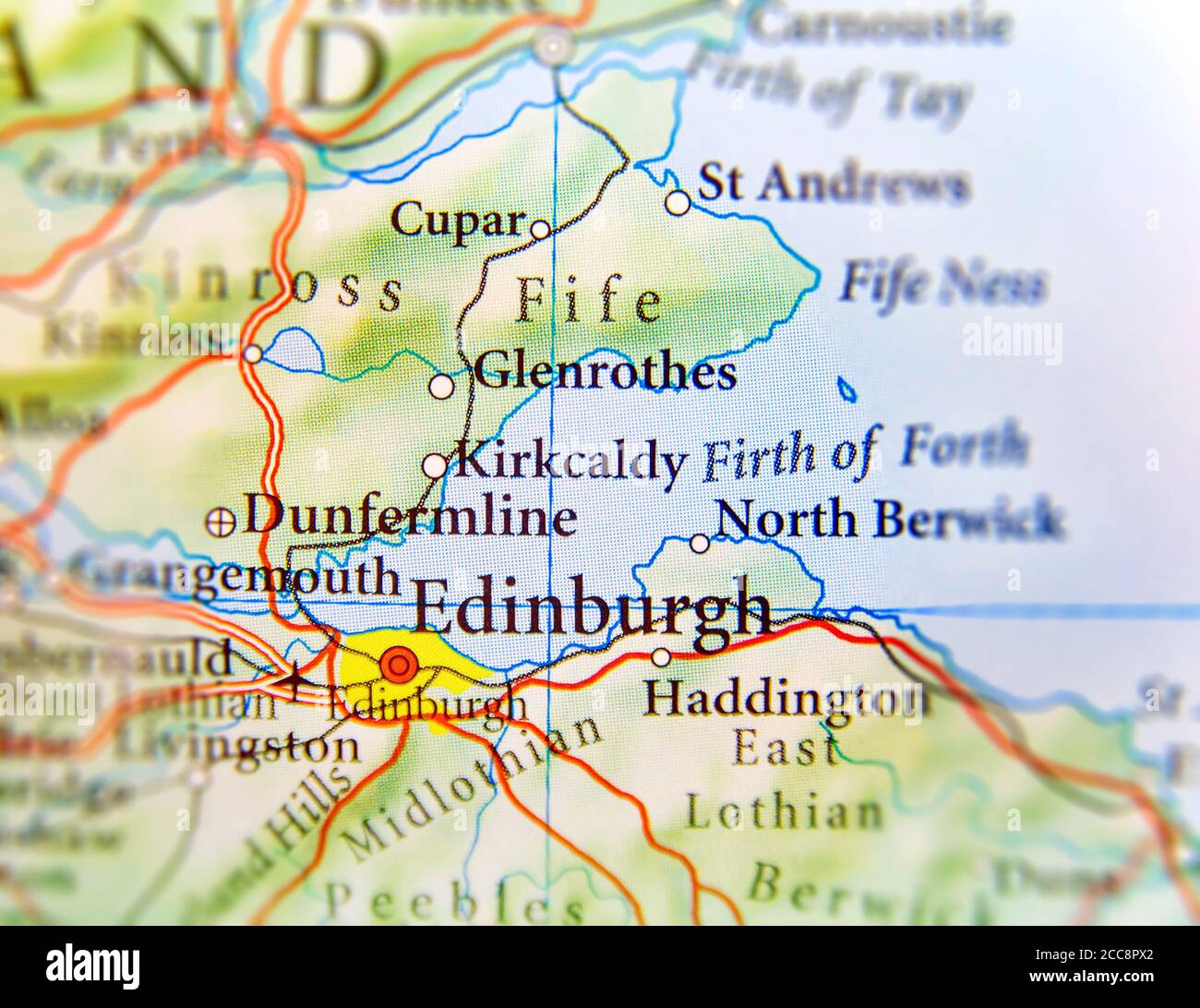 Geographic map of European country Scotland with Edinburgh capital city Stock Photo - Alamy