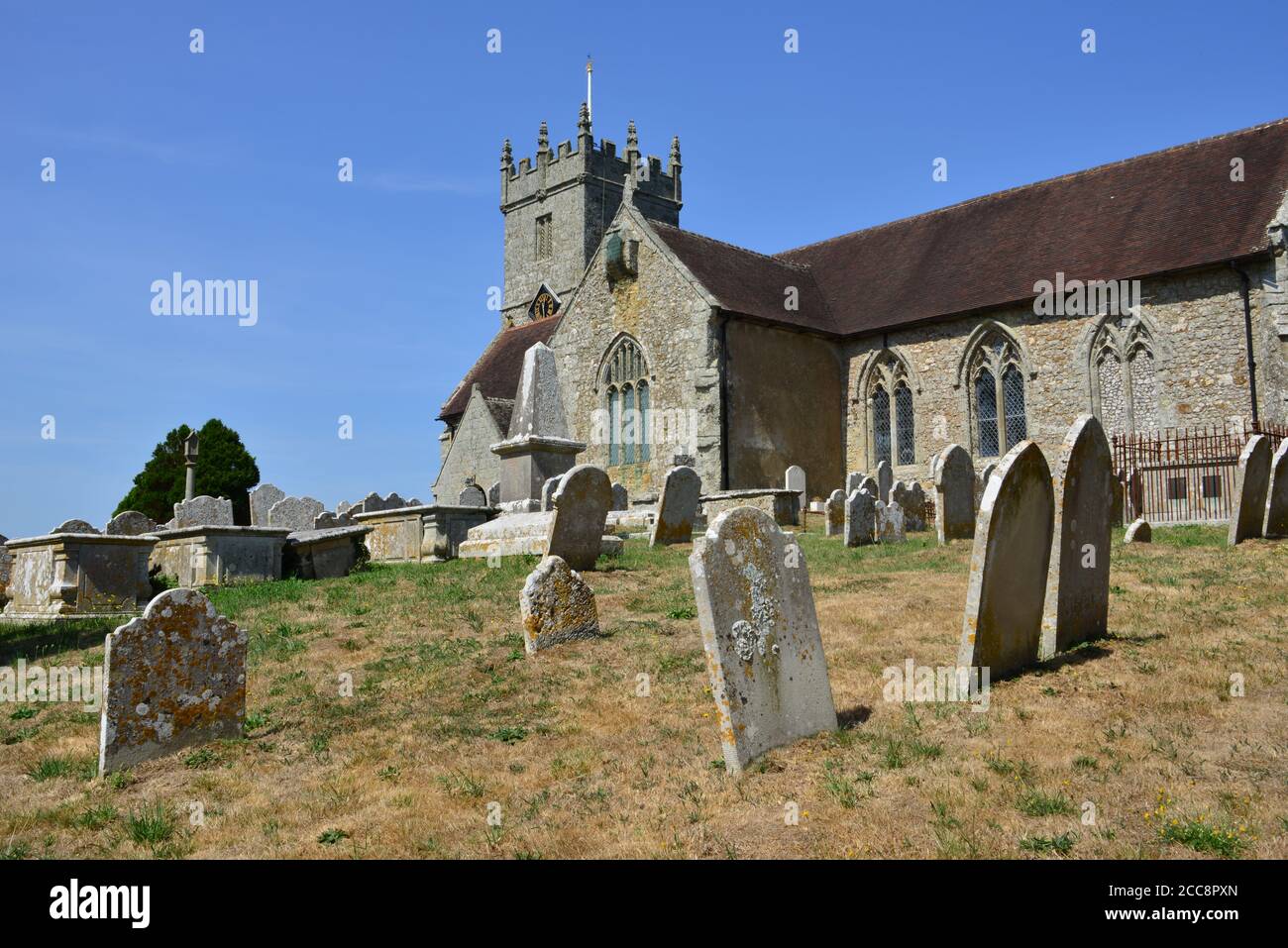 Ancient English church from the Middle ages on the Isle of Wight Stock ...