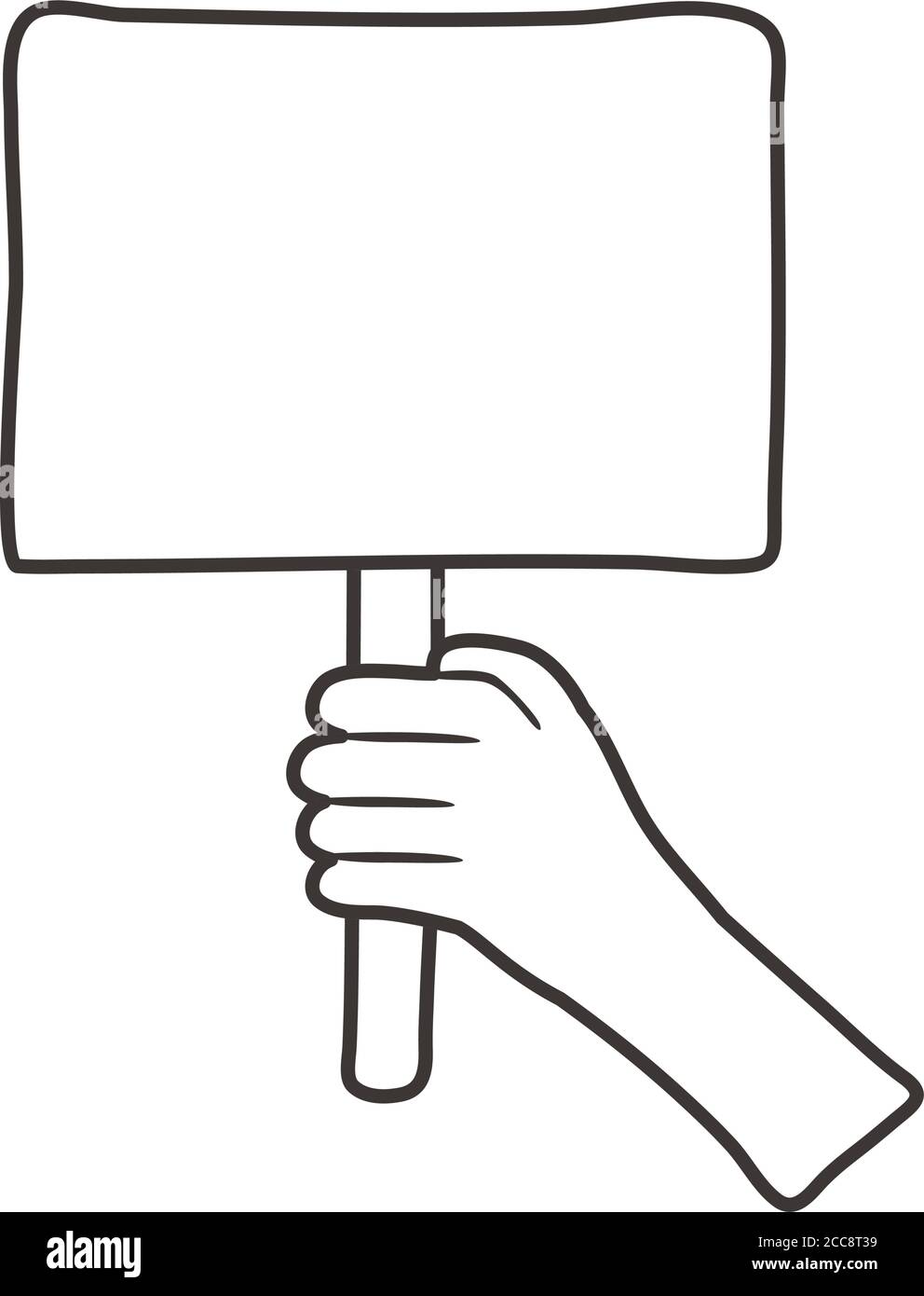 afro hand human protesting with banner line style icon vector ...