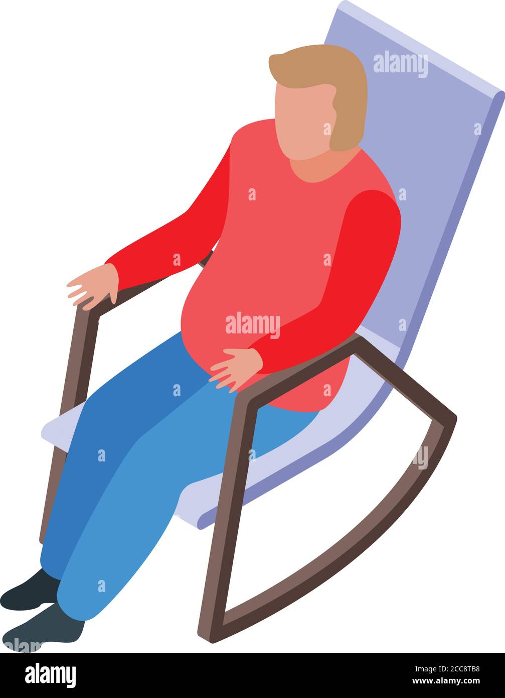 Man retirement rocking chair icon, isometric style Stock Vector