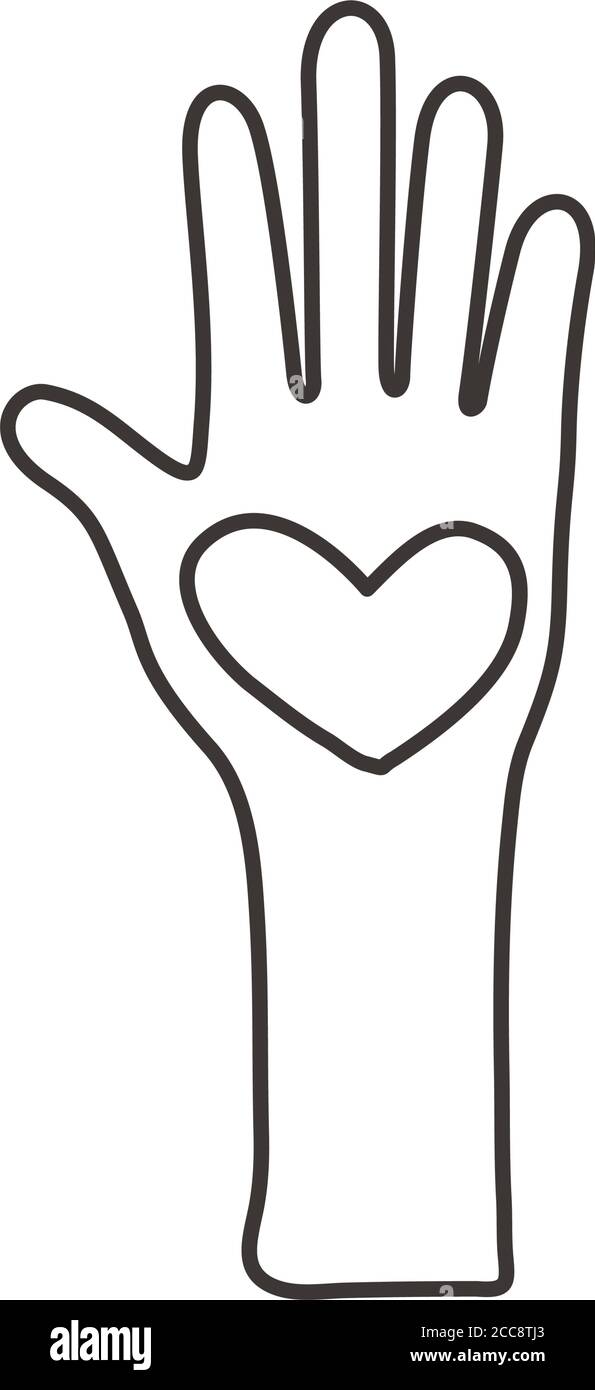 afro hand human stop with heart protesting line style icon vector ...