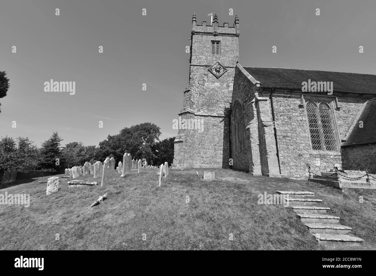 Ancient English church from the Middle ages on the Isle of Wight Stock ...