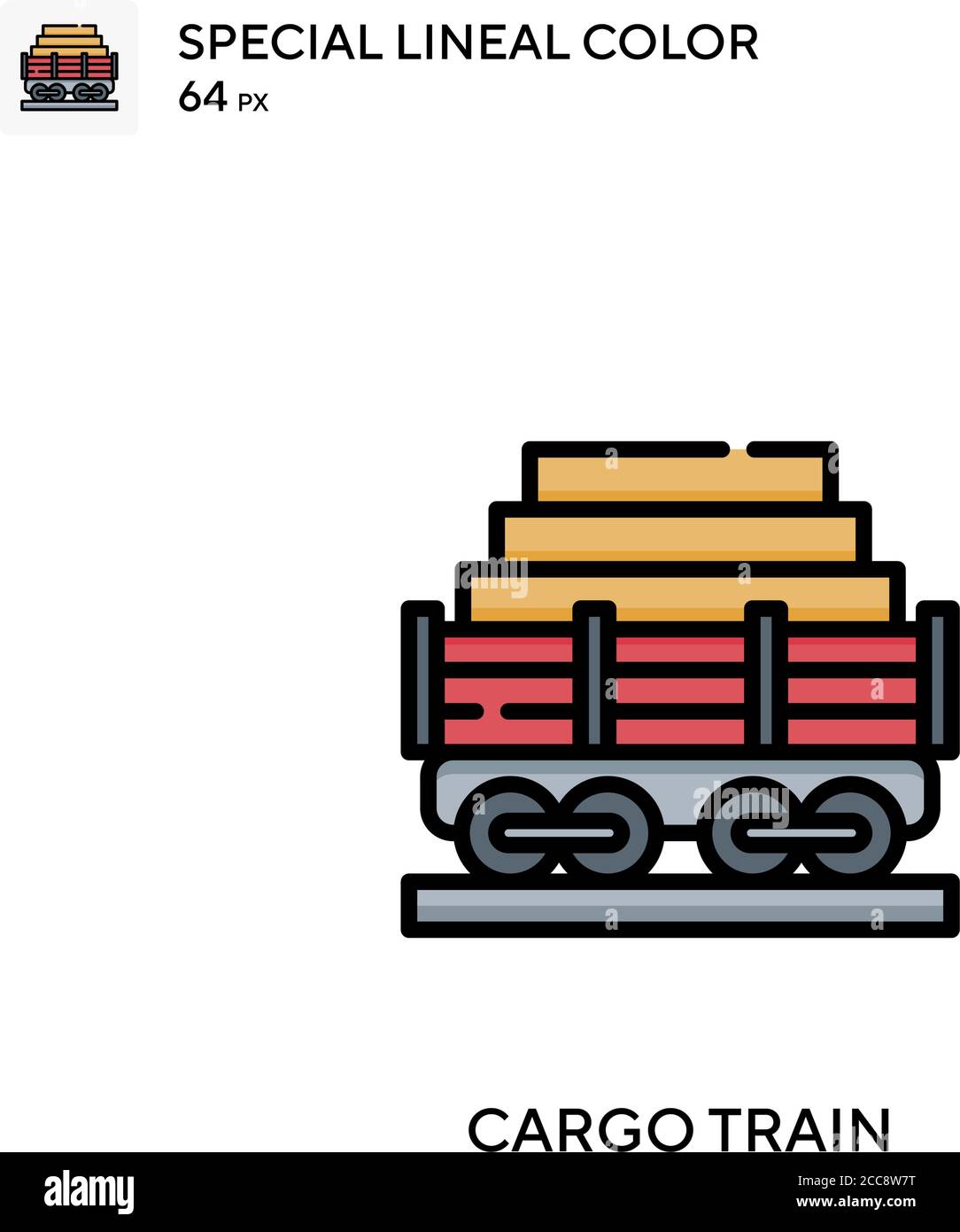 Cargo train Special lineal color vector icon. Illustration symbol ...