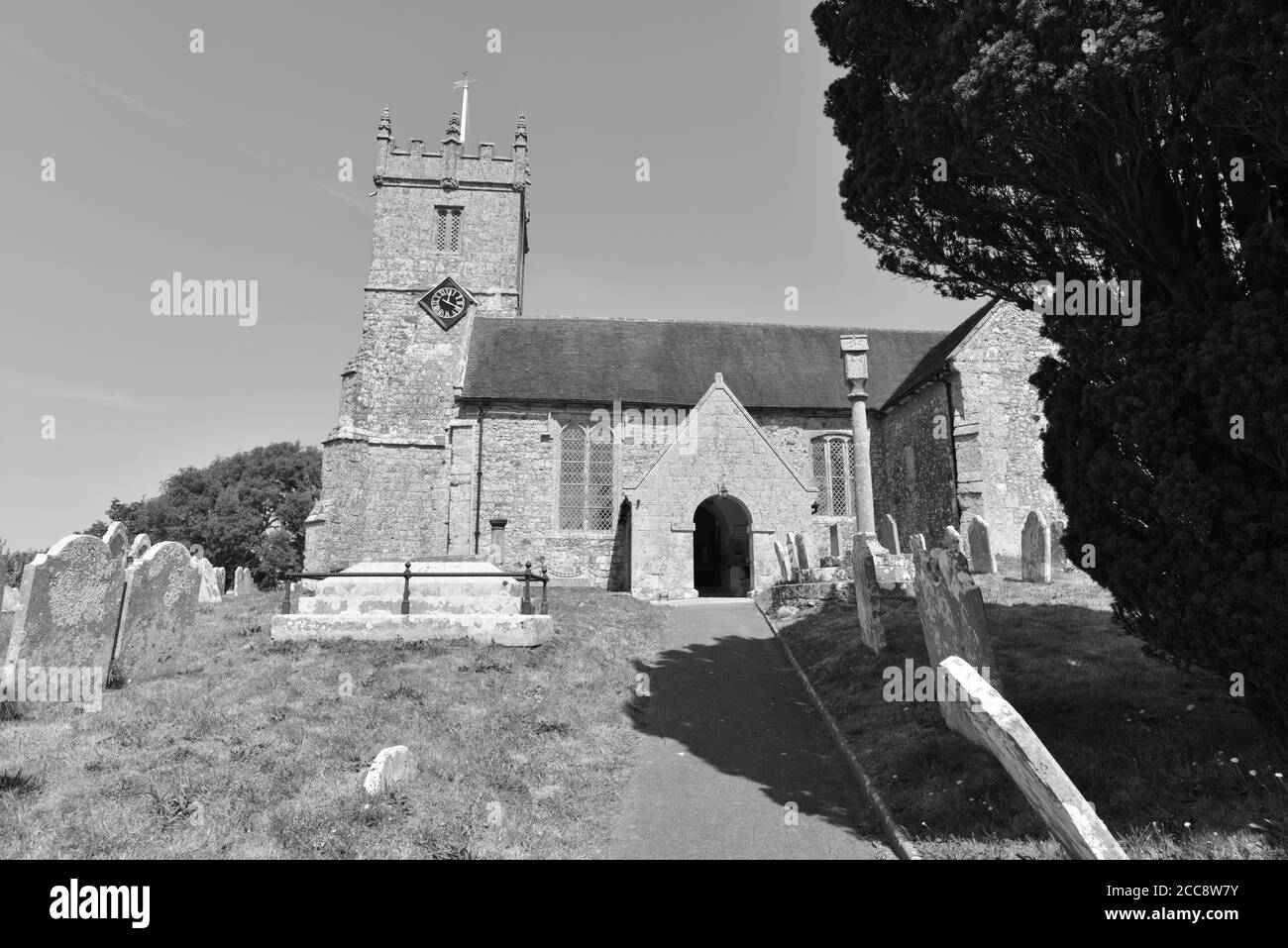 Ancient English church from the Middle ages on the Isle of Wight. Stock Photo