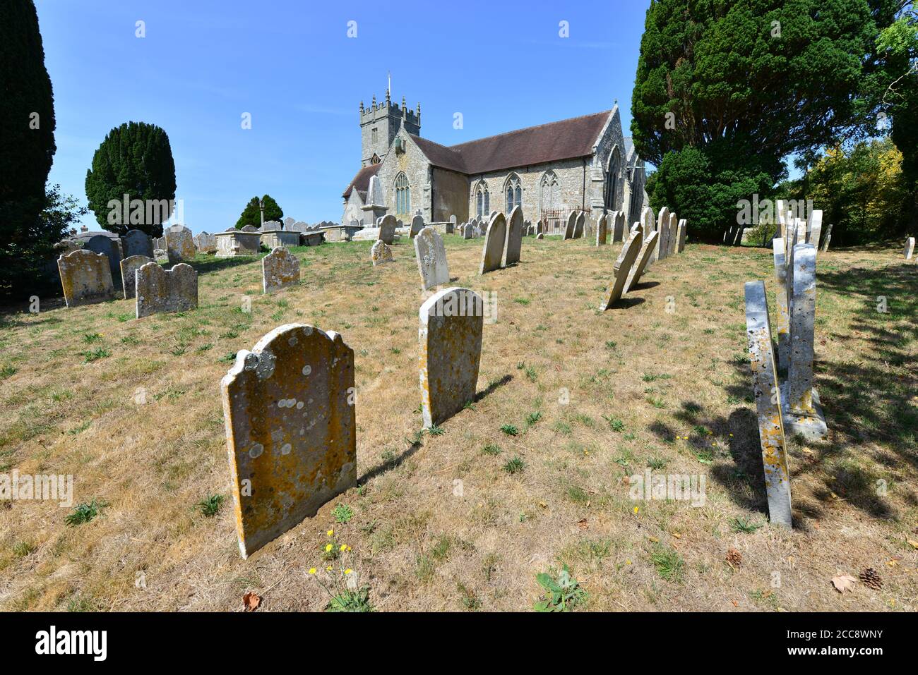 Ancient English church from the Middle ages on the Isle of Wight Stock ...
