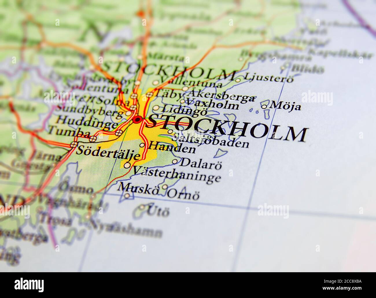 Geographic map of European country Sweden with capital city Stockholm 
