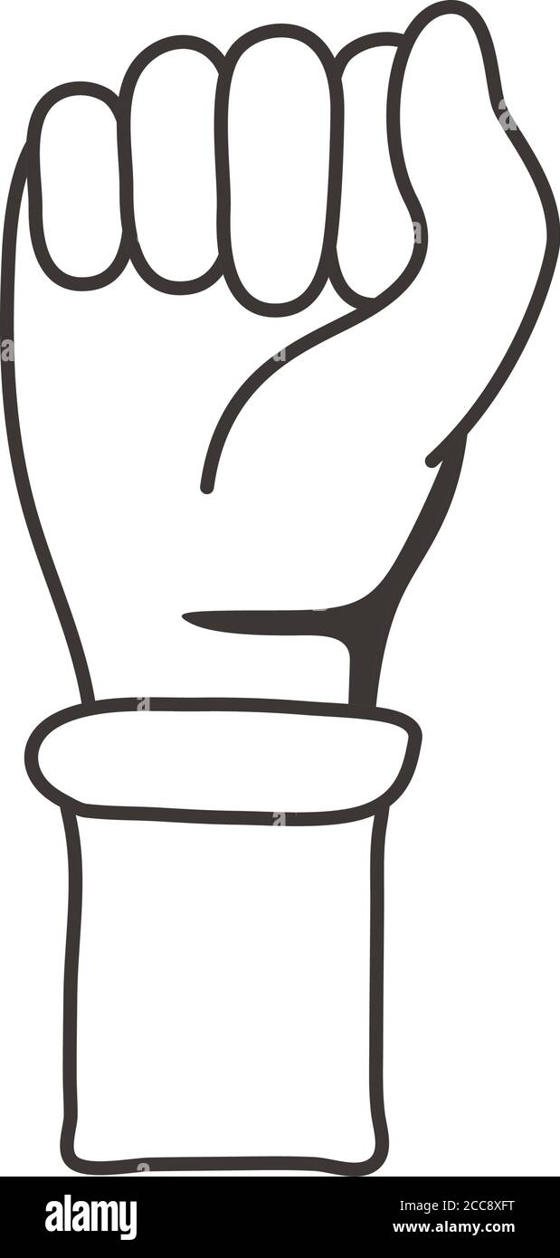 afro hand human fist protesting line style vector illustration design ...