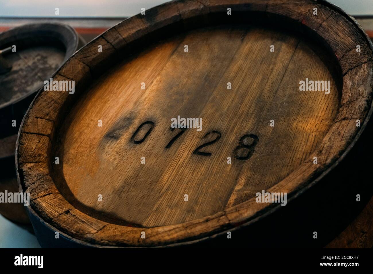 Real beer vintage barrel with numbers Stock Photo Alamy