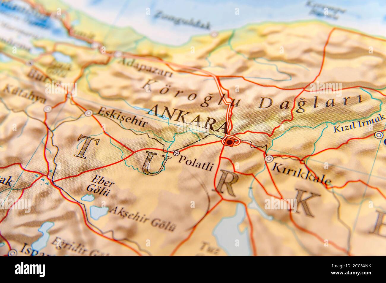 Geographic map of European country Turkey with capital city Ankara